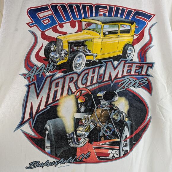 Vintage 2003 Y2K Mens Drag Racing XL T-Shirt Goodguys 44th March Meet Double - Picture 3 of 8